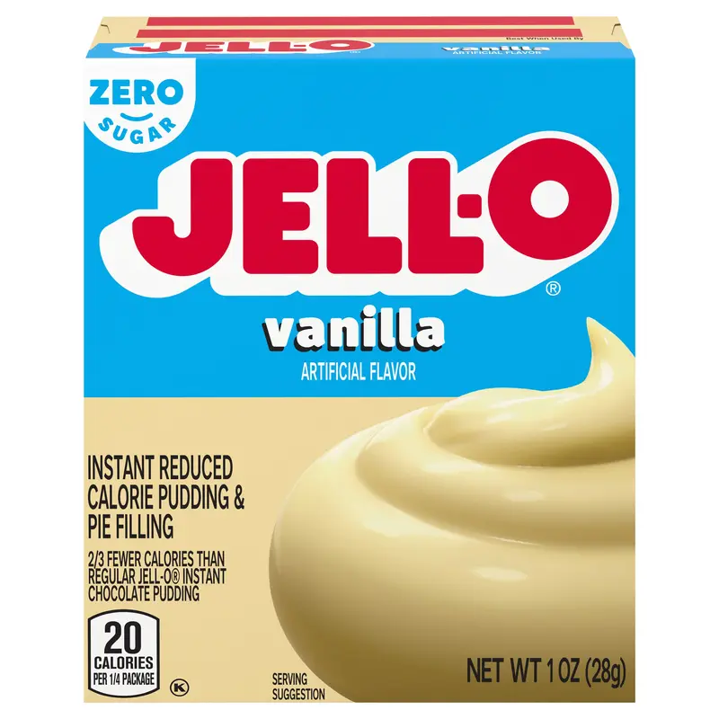 Jell-O Vanilla Artificially Flavored Zero Sugar Instant Reduced Calorie Pudding & Pie Filling Mix, 1 oz. Box