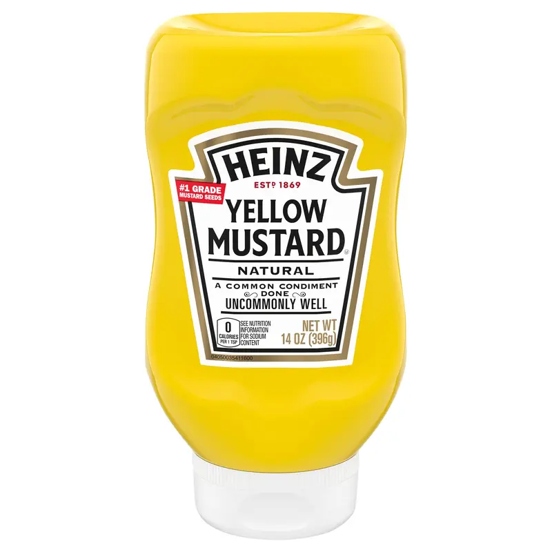 Heinz 100% Natural Yellow Mustard, 14 oz Bottle