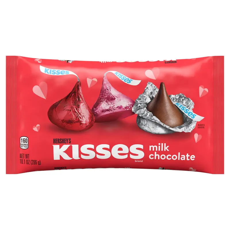 HERSHEY'S KISSES Milk Chocolate, Valentine's Candy Bag, 10.1 oz