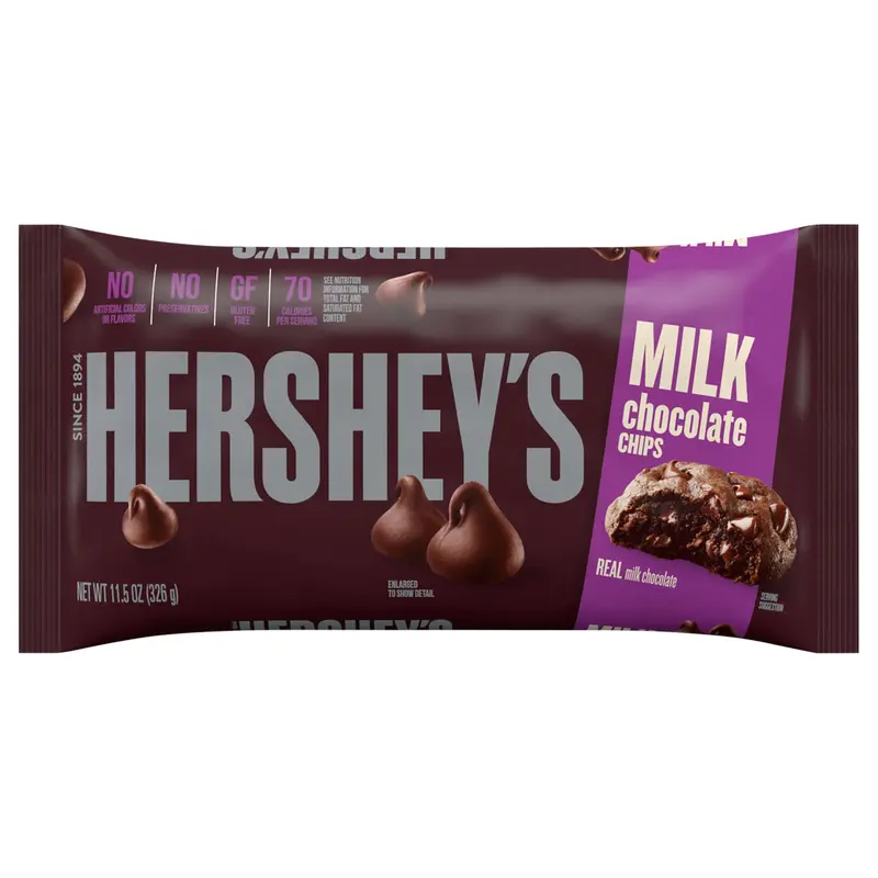HERSHEY'S Milk Chocolate Baking Chips Bag, 11.5 oz
