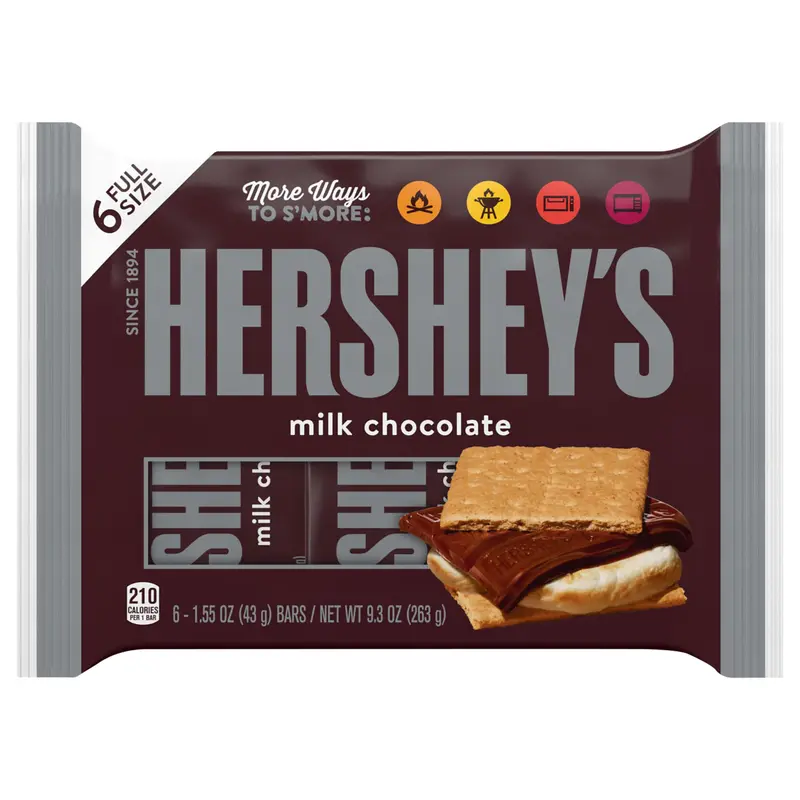 HERSHEY'S Milk Chocolate Candy Bars, 1.55 oz (6 Count)