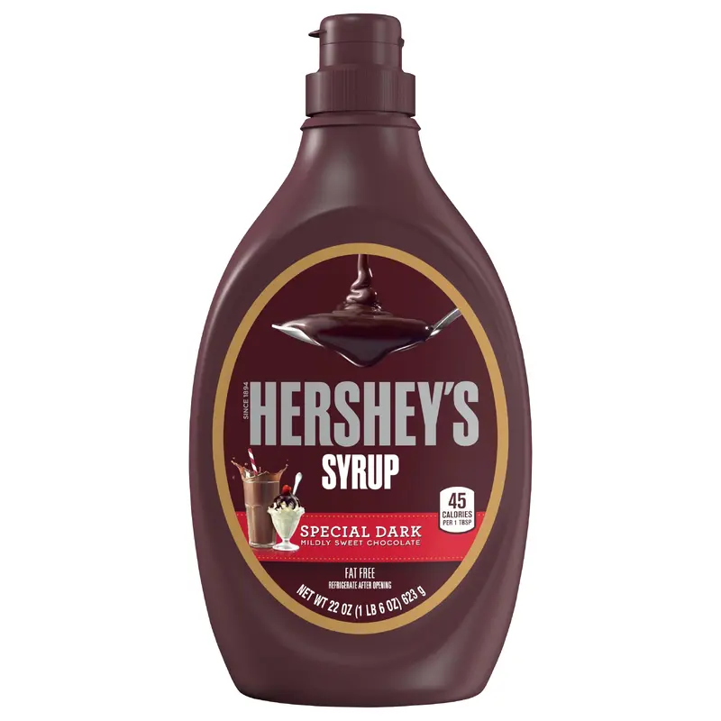 HERSHEY'S SPECIAL DARK Mildly Sweet Chocolate Syrup Bottle, 22 oz
