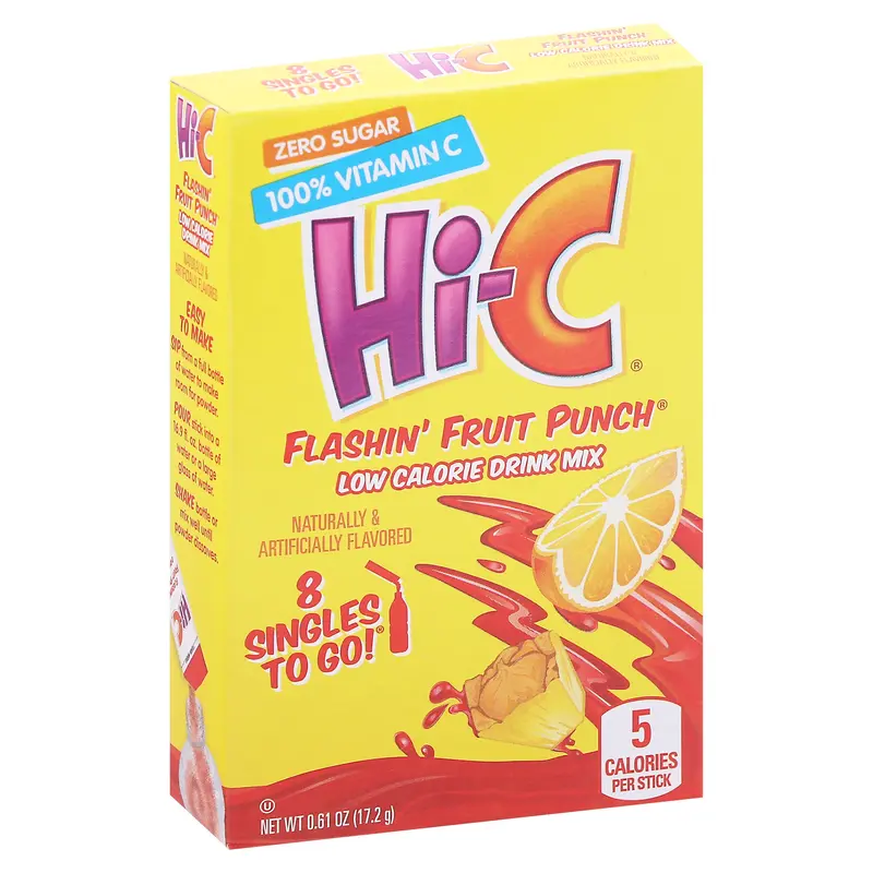 Hi-C Singles to Go! Flashin' Fruit Punch Low Calorie Drink Mix 8 ea Box