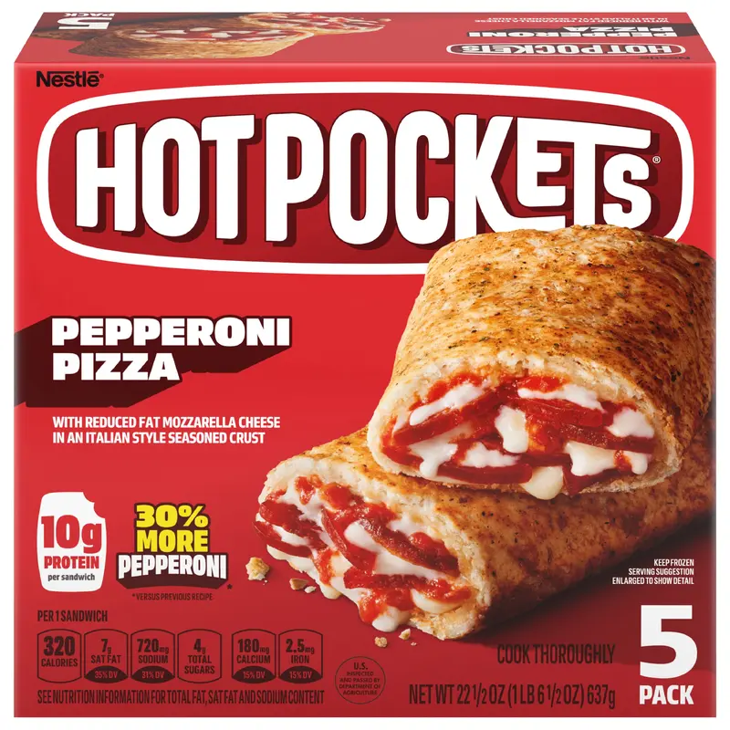 Hot Pockets Pepperoni Pizza Garlic Buttery Crust Frozen Snacks, Pizza Snacks Made with Mozzarella Cheese, 15 Count Frozen Sandwiches 5 ea