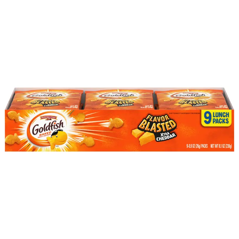 Goldfish Flavor Blasted Xtra Cheddar Baked Snack Crackers 9 Lunch Packs 9 - 0.9 oz Packs