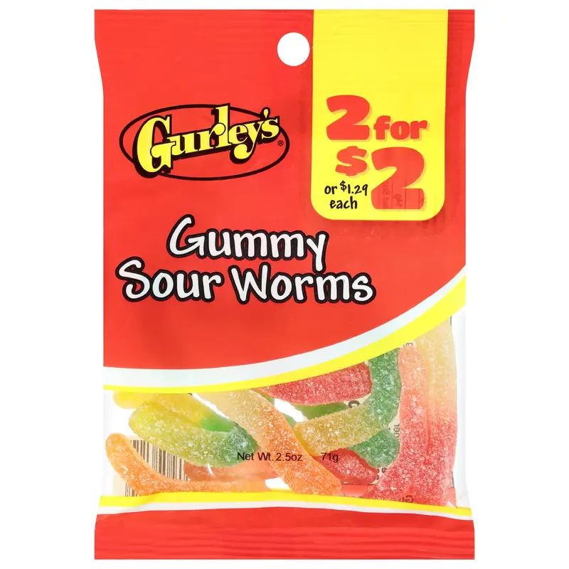 Gurley's Gummy Sour Worms 2.5 oz