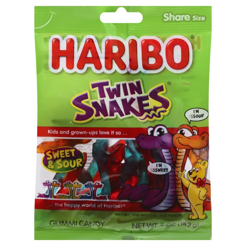 Haribo Twin Snakes Share Size Gummi Candy 5 oz