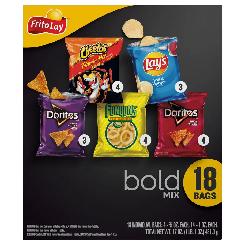 Frito Lay Snacks Bold Mix Variety Packs 17 Oz, 18 Count