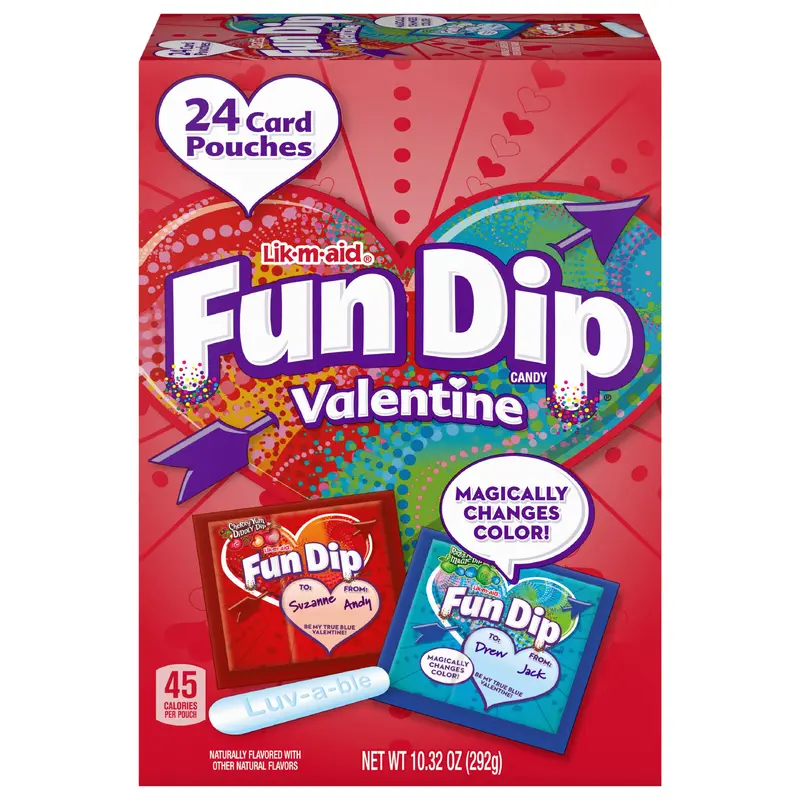 Fun Dip Valentine Candy Pouch 24 ea