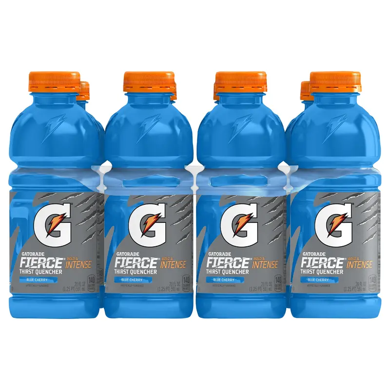 Gatorade Fierce Thirst Quencher Blue Cherry Artificially Flavored 20 Fl Oz 8 Count