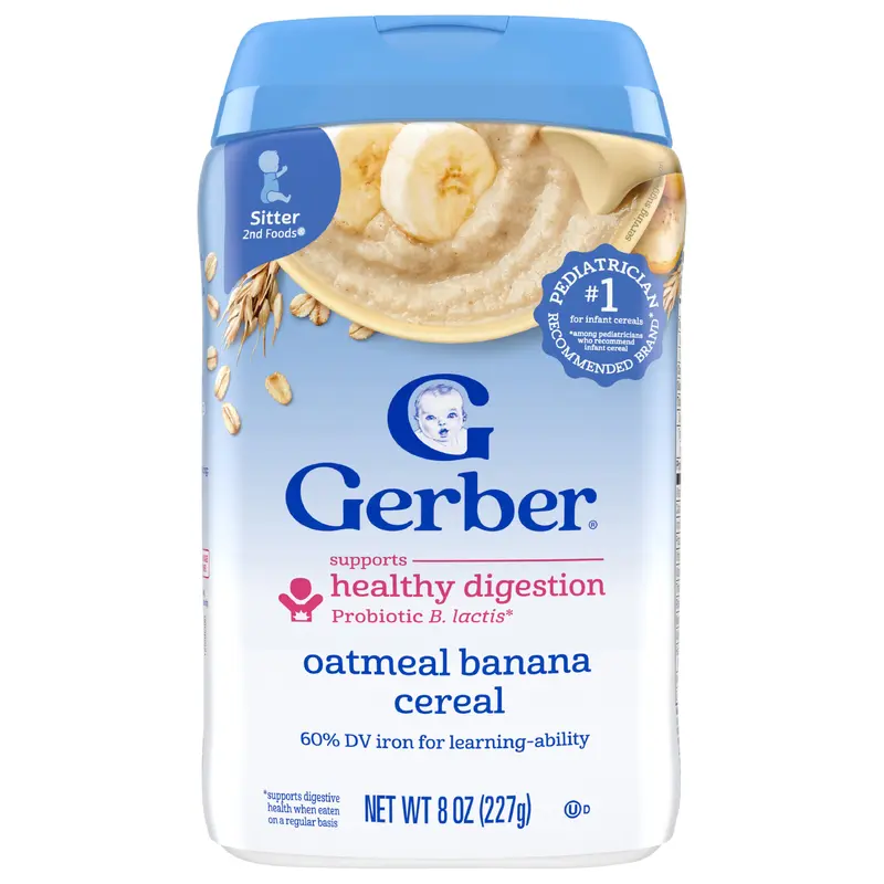 Gerber Stage 2 Baby Food, Banana Cereal, 8 oz Canister