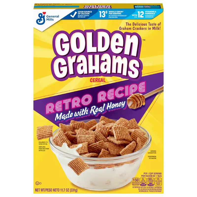 Golden Grahams Breakfast Cereal, Graham Cracker Taste, Whole Grain, 11.7 oz