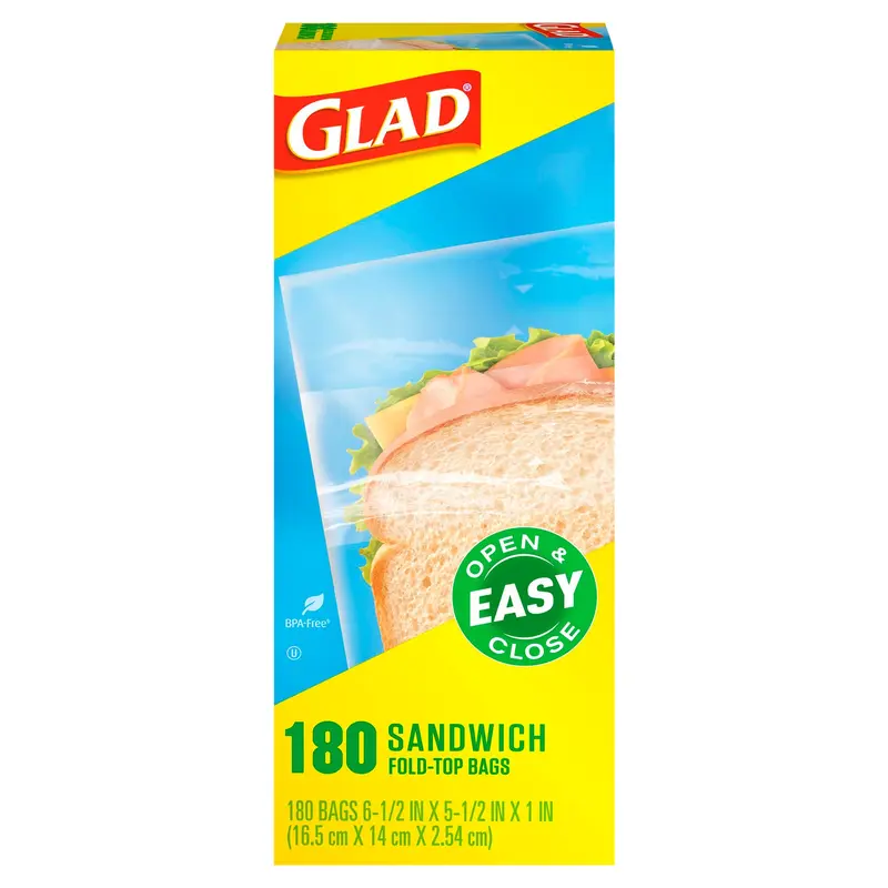 Fold Top Food Storage Plastic Bags - Sandwich - 180 Count