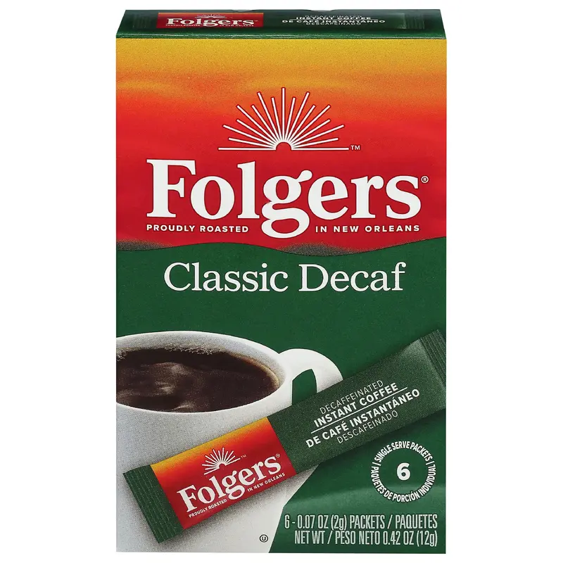 Folgers Classic Decaf Instant Coffee 6 - 0.07 oz Packets