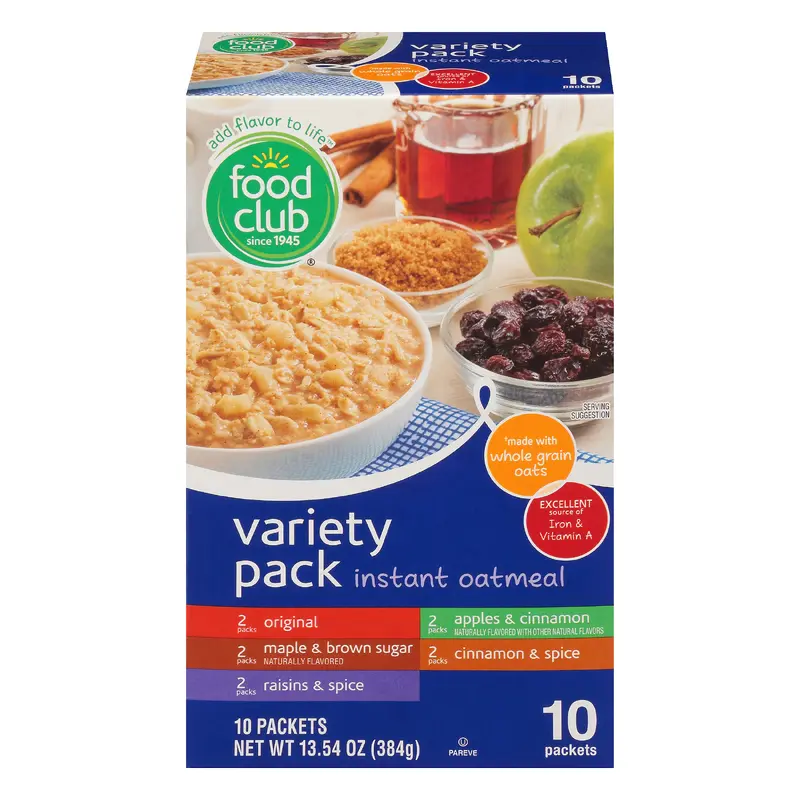 Food Club Variety Pack Instant Oatmeal 10 ea