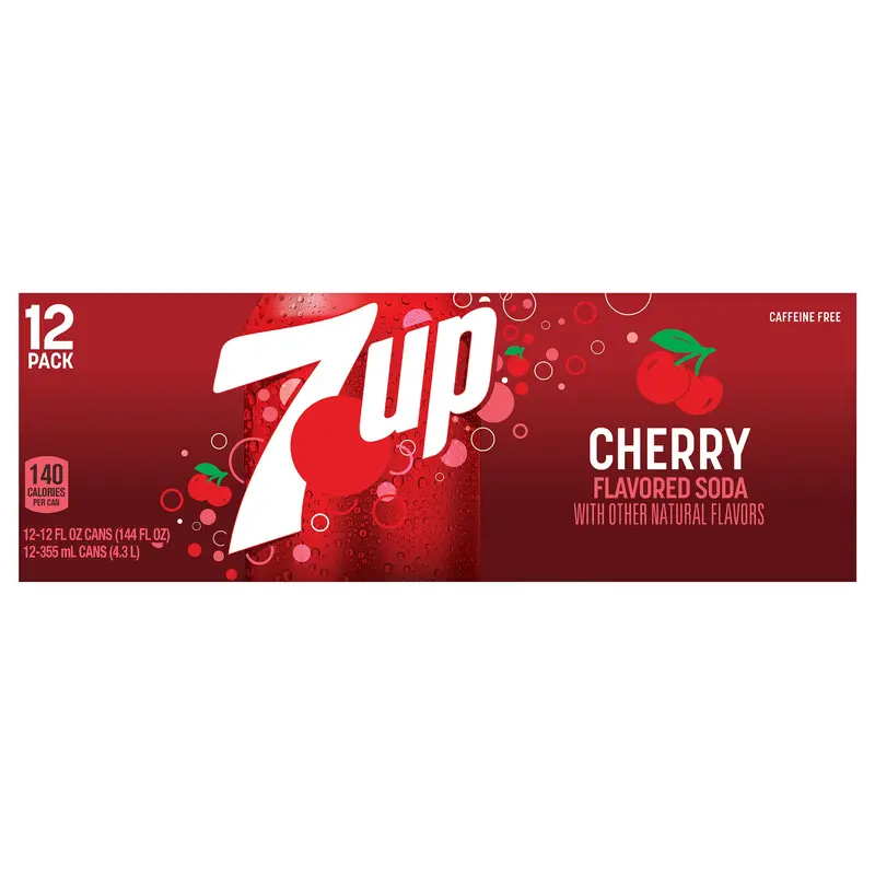 7UP Cherry Flavored Soda, 12 fl oz cans, 12 pack