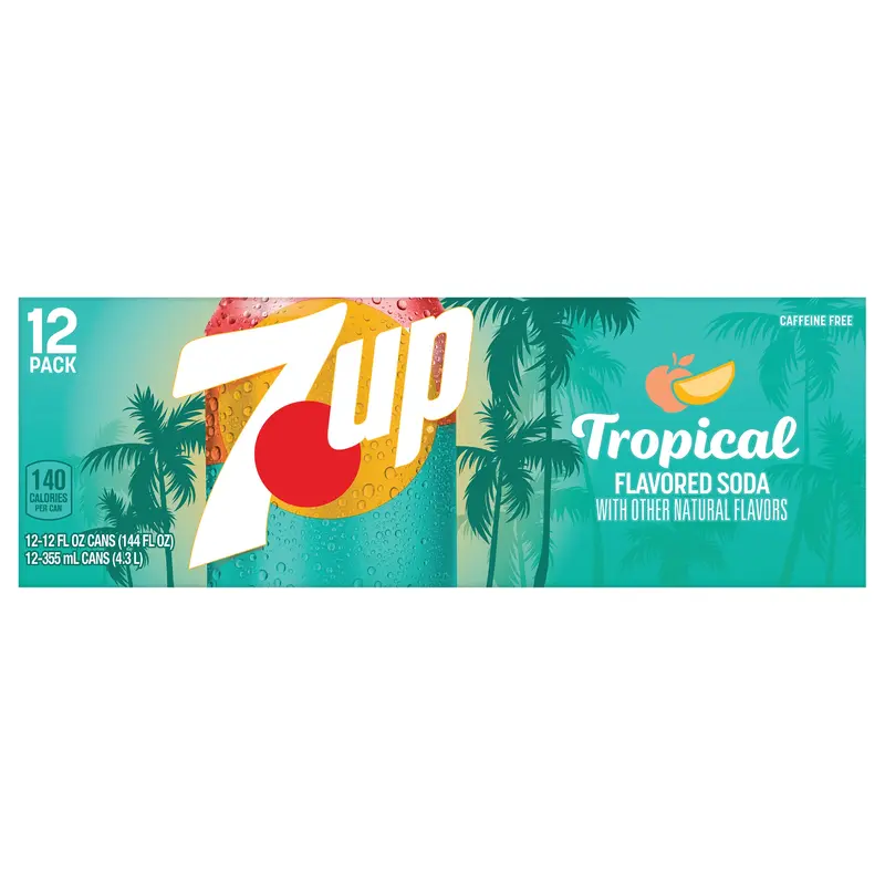 7UP Tropical Soda, 12 fl oz cans, 12 pack