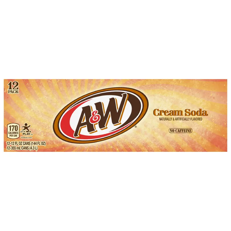 A&W 12 Pack Cream Soda 12-12 fl oz Cans