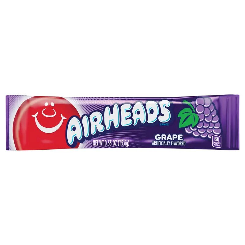 Airheads Grape Flavor Individually Wrapped Full Size Candy Bar, .55 ounce