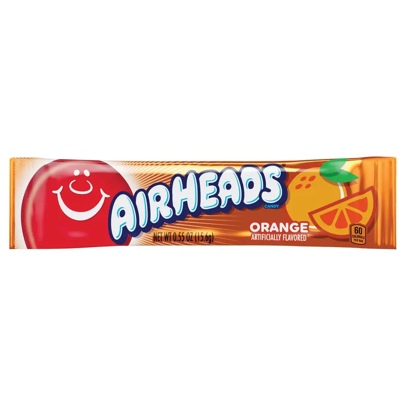 Airheads Orange Flavor Individually Wrapped Full Size Candy Bar,.55 ounce
