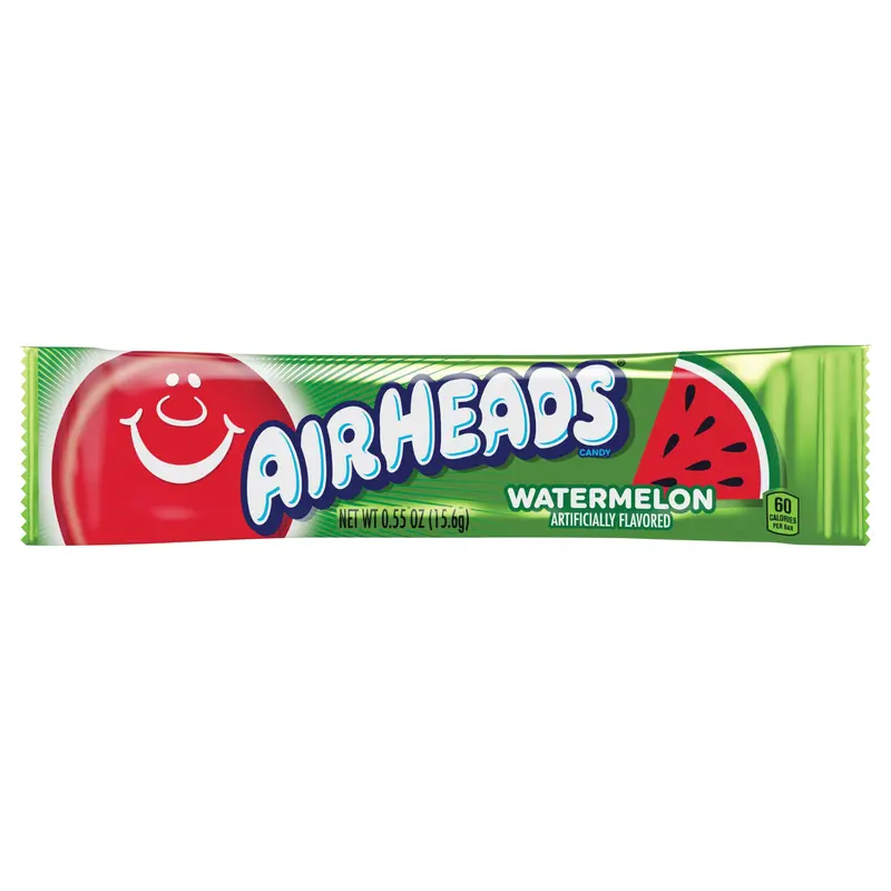 Airheads Watermelon Flavor Individually Wrapped Full Size Candy Bar, .55 ounce