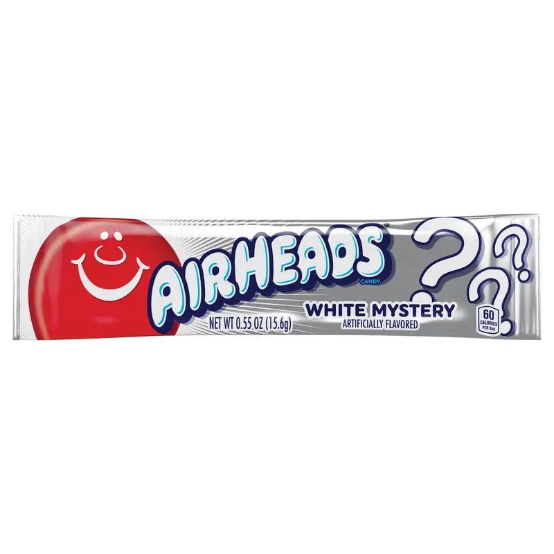 Airheads White Mystery Flavor Individually Wrapped Full Size Candy Bar, .55 ounce
