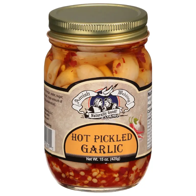 Amish Wedding Hot Pickled Garlic 15 oz