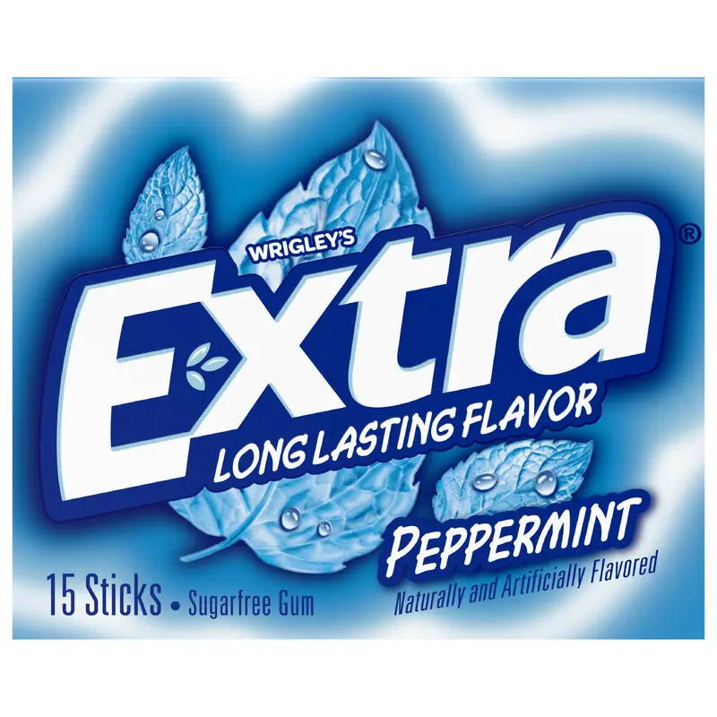 EXTRA Gum Peppermint Sugar Free Chewing Gum, Single Pack, 15 Stick