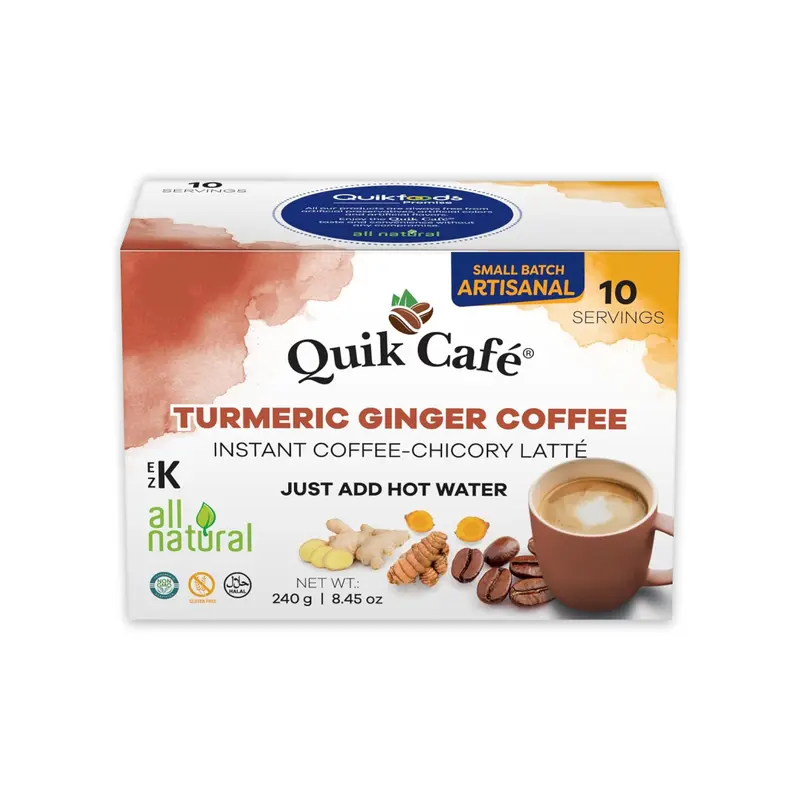 QUIK TEA TURMERIC GINGER COFFEE 10 SACHETS