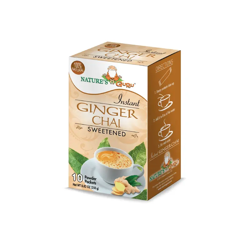NATURE'S GURU INSTANT GINGER CHAI SWEETENED ( 10 POWDER PACKETS )