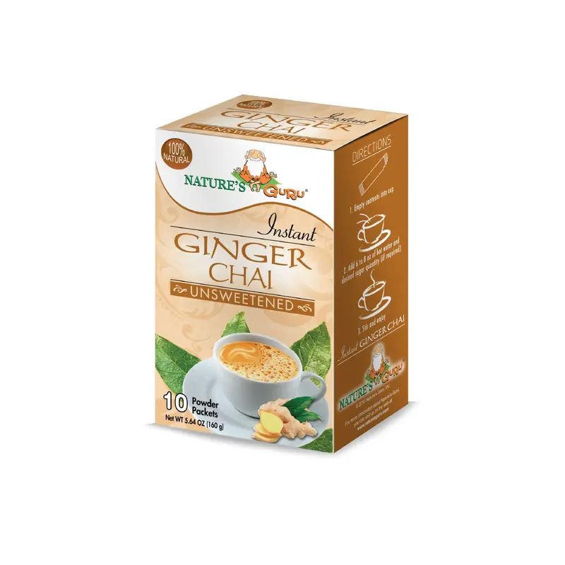 NATURE'S GURU INSTANT GINGER CHAI UNSWEETENED ( 10 POWDER PACKETS )