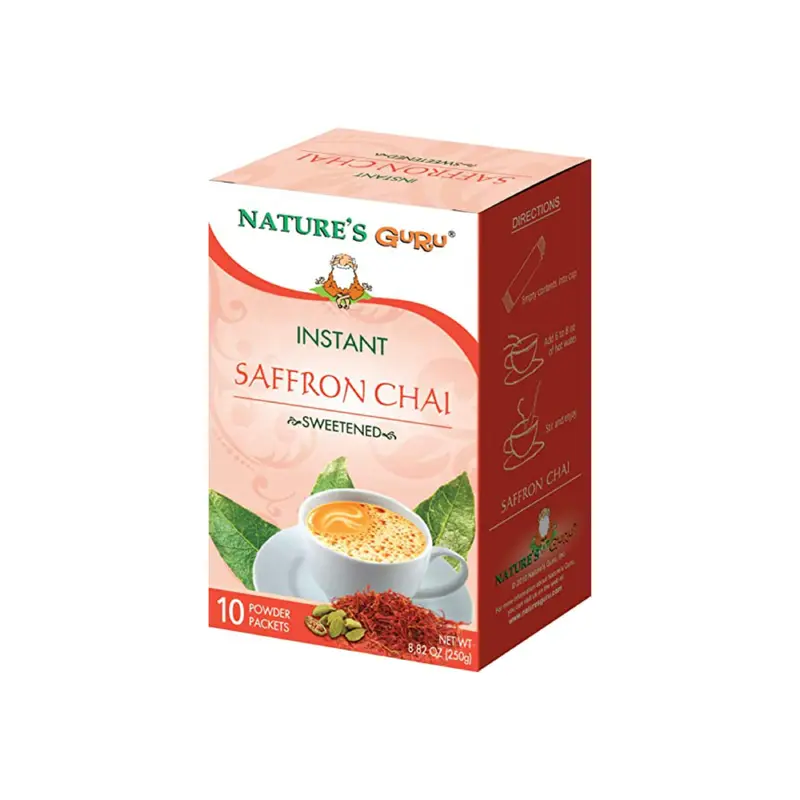 NATURE'S GURU INSTANT SAFFRON CHAI SWEETENED ( 10 POWDER PACKETS )