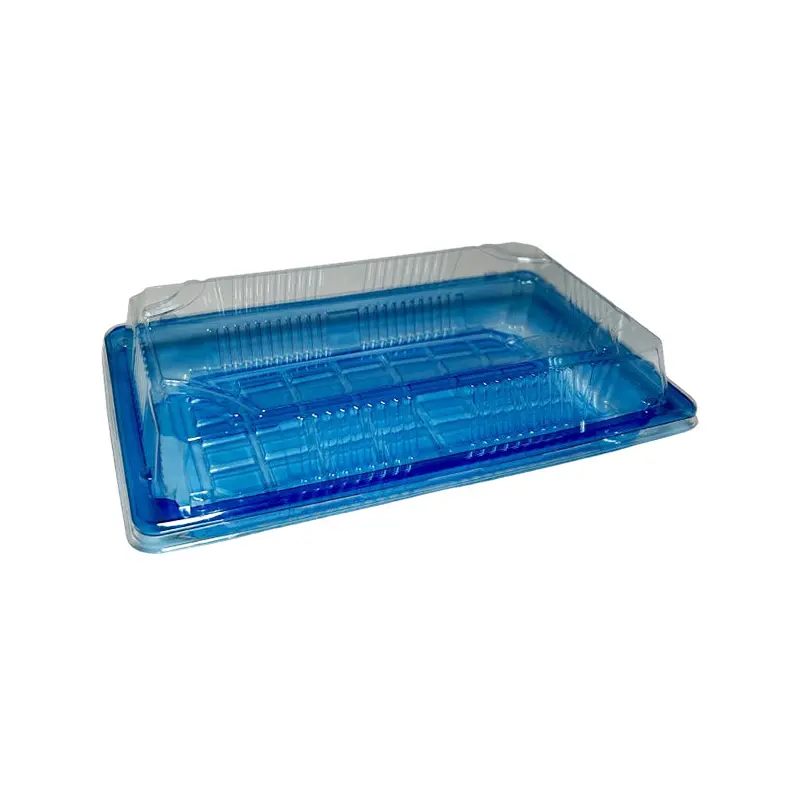 BX PACKAGING - BX11 CLEAR BLUE WITH LIDS SUSHI TRAYS 200CT