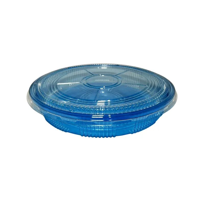 BX PACKAGING - BX61 CLEAR BLUE WITH LIDS 11IN ROUND SUSHI TRAYS 120CT