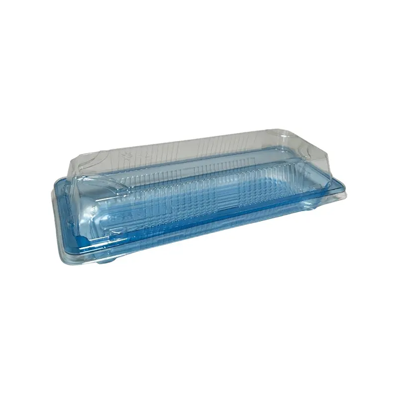 BX PACKAGING - 01 CLEAR BLUE WITH LIDS SUSHI TRAYS 400CT