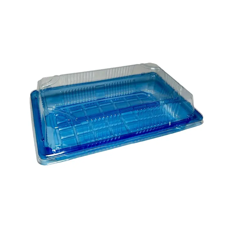 BX PACKAGING - 10 CLEAR BLUE WITH LIDS SUSHI TRAYS 400CT