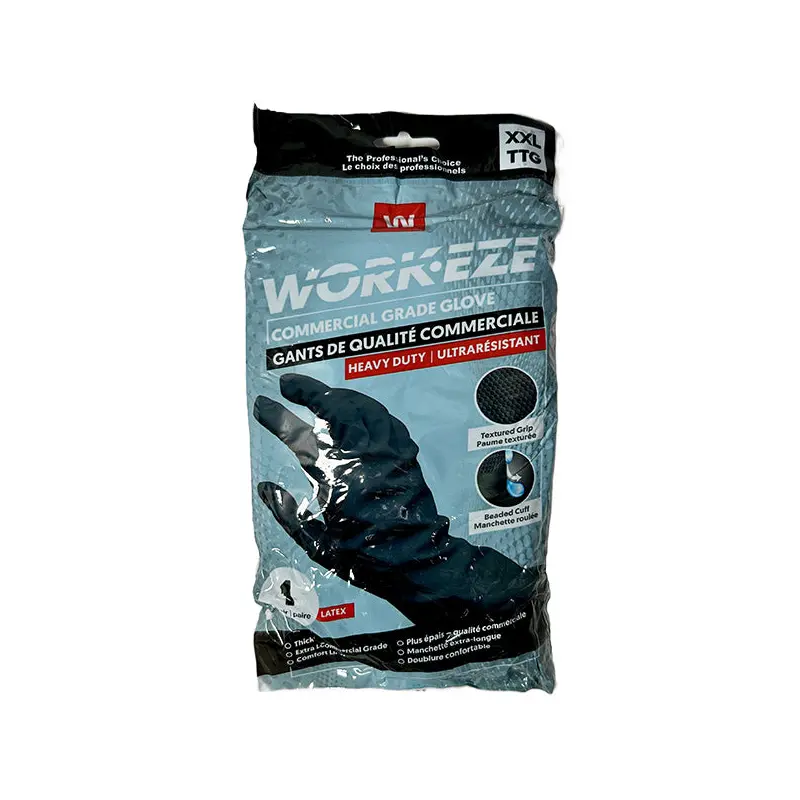 WORKEZE - BLACK 28 MIL LATEX GLOVE XXLARGE 1PAIR