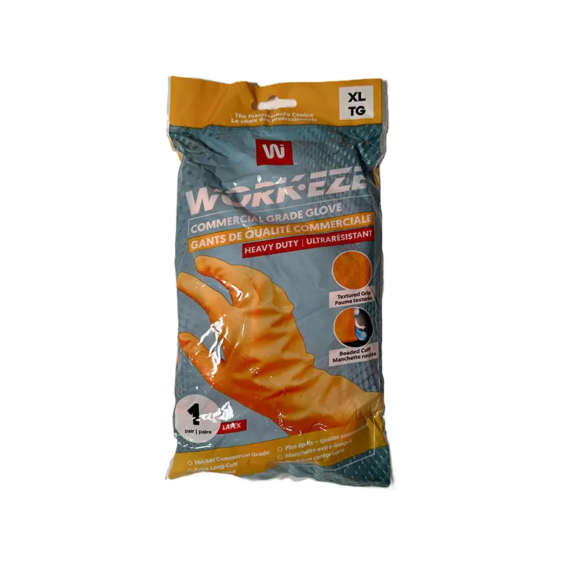 WORKEZE - ORANGE 28 MIL LATEX GLOVE XLARGE 1PAIR