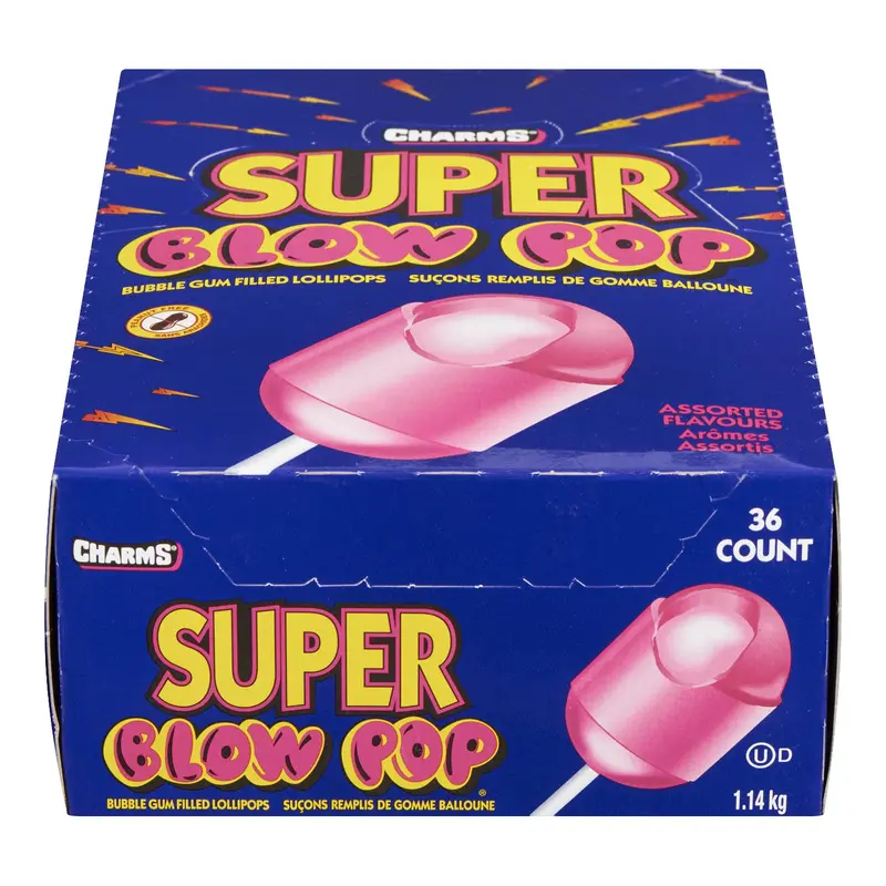 BLOW POP - CHARMS SUPER BLOWPOP BUBBLE GUM 36EA