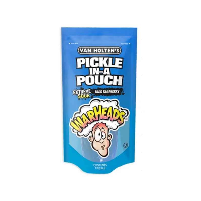 VAN HOLTENS - JUMBO WARHEADS BLUE RASPBERRY POUCHED PICKLE 5OZ