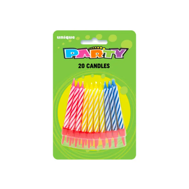 UNIQUE - SPIRAL CANDLES IN HOLDERS MULTI 20EA