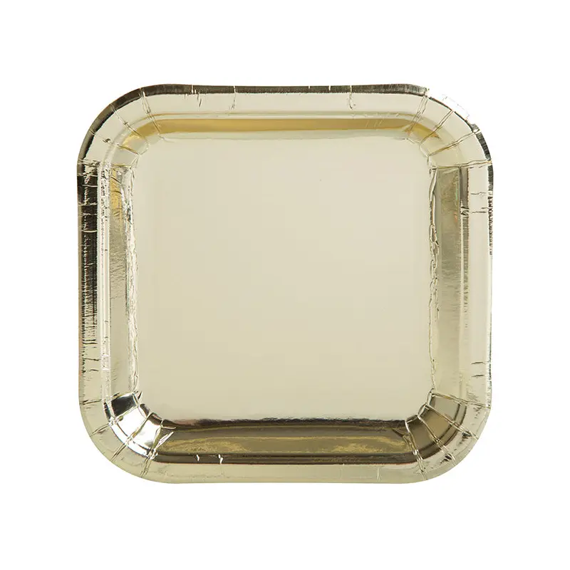 UNIQUE - GOLD 7IN SQUARE PLATE 8CT