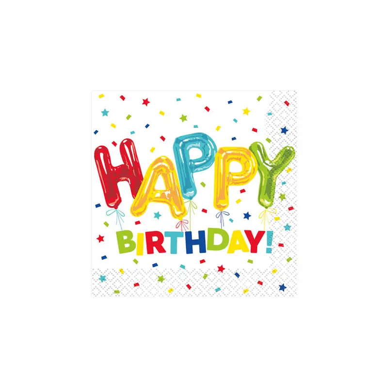 UNIQUE - HAPPY BALLOON BIRTHDAY BEVERAGE NAPKINS 16CT