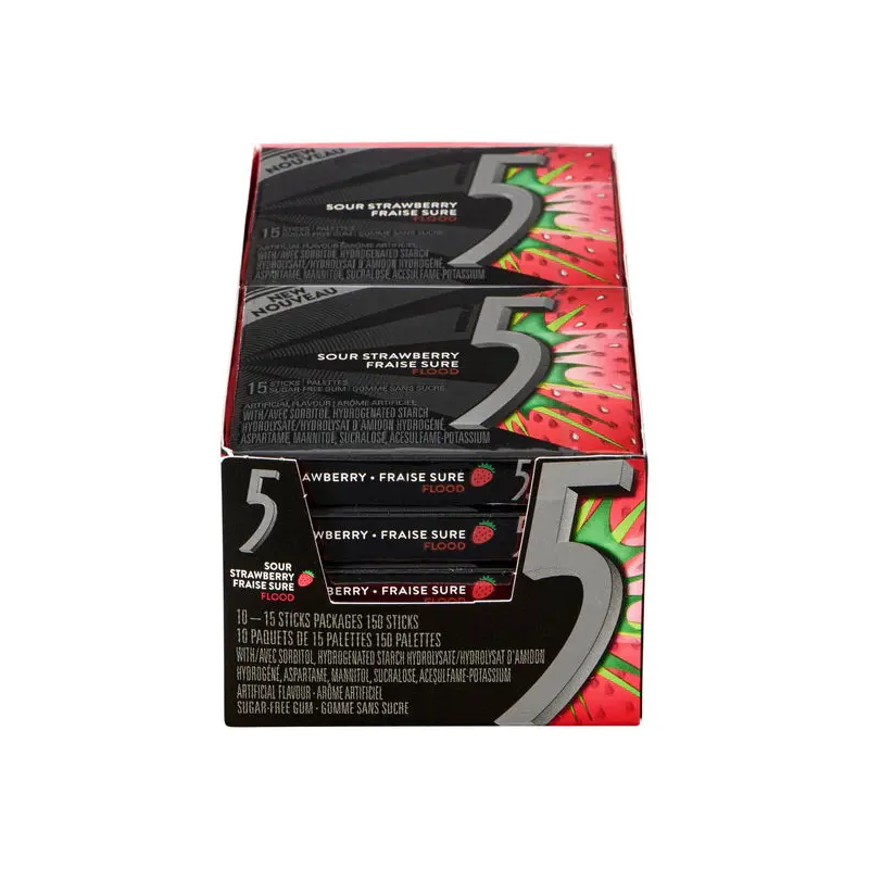5 GUM - FLOOD SOUR STRAWBERRY 12x10x15 PC