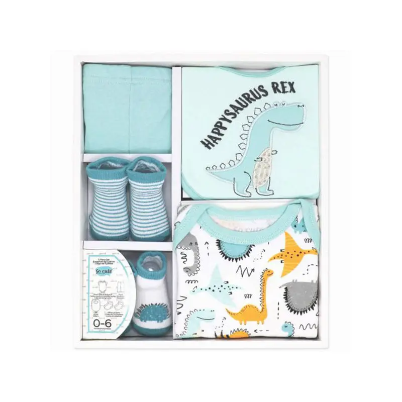 5PC-COTTON PINK SET- HAPPYSAURUS REX