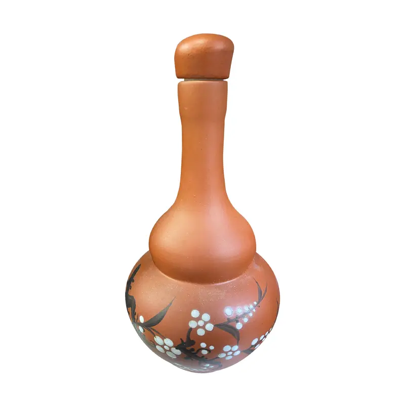 18655 Wine Holder Baked Clay Red Nam Ruou Dat Nung Do 1pc x 1