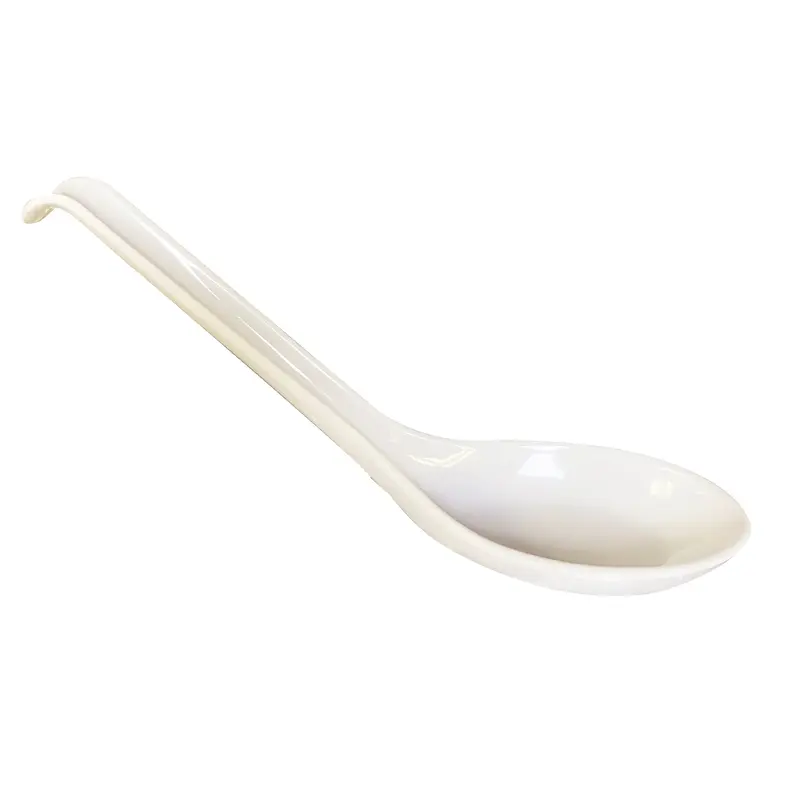 White Plastic Spoon With Hook Muong Nhua Trang Co Moc Cong 1pc x 1