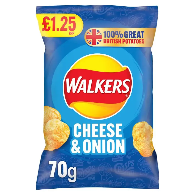 Walkers Cheese & Onion Crisps 70g x1