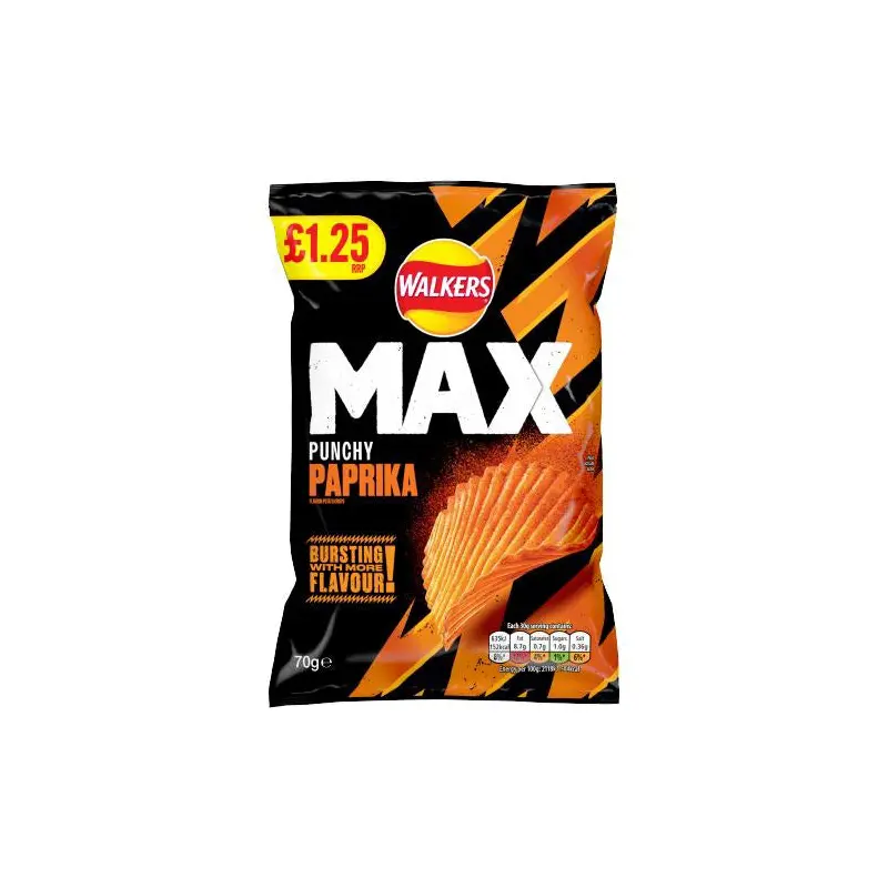 Walkers Crisps Max Paprika 70g x1