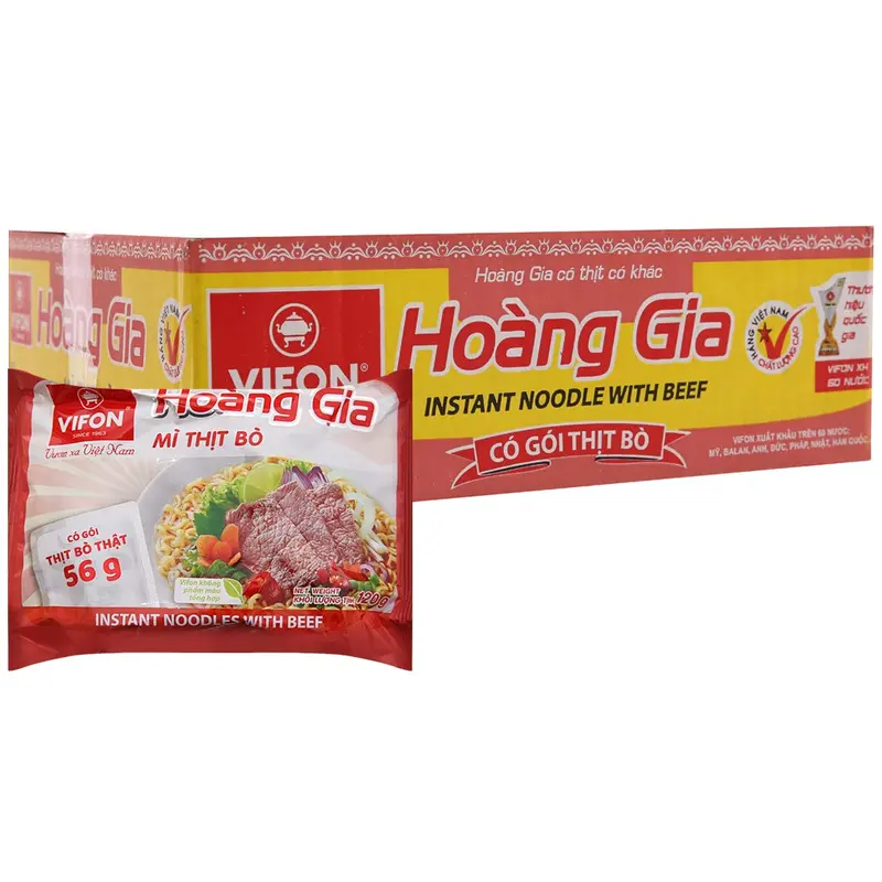 Vifon Hoang Gia With Beef  Mi Thit Bo Hoang Gia Co Goi Thit 120g x 18